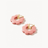 Mod Daisy Hoop Earrings - Pink